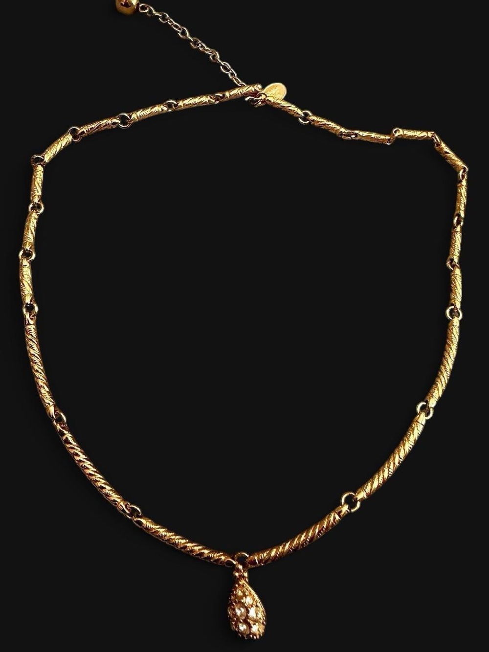 Nolan Miller Gold Teardrop Crystal Pendant Necklace